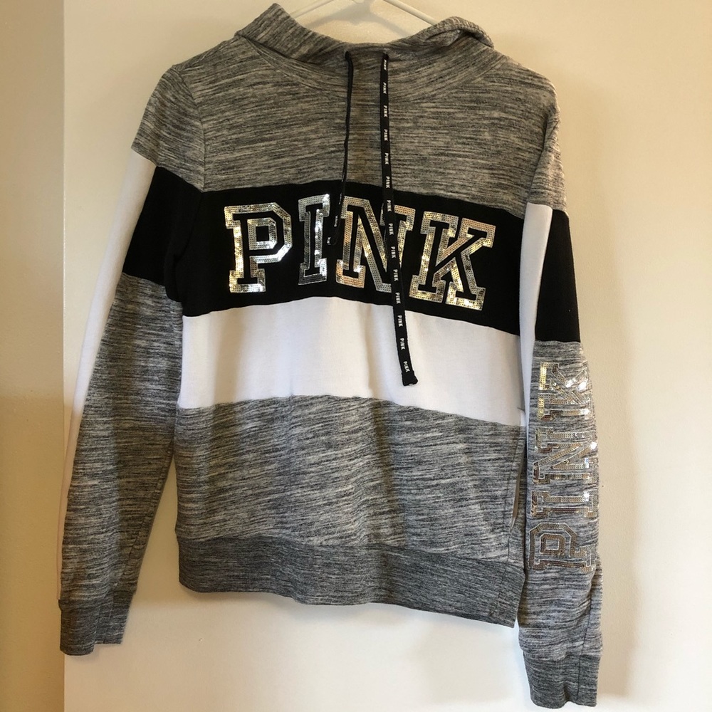 PINK Small Sweatshirt Gray, Black and Silver